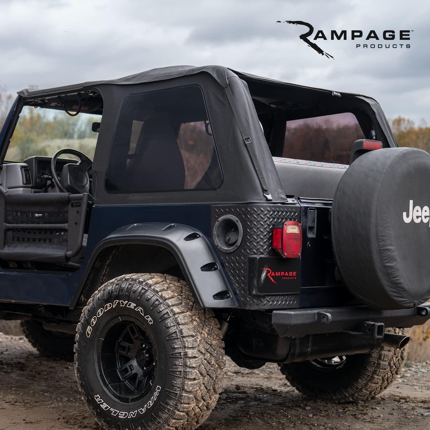 imageRAMPAGE PRODUCTS Complete Soft Top for Jeep Wrangler TJ  Tinted Windows Includes Frame ampamp Hardware Vinyl Spice Denim  68817  Fits 19972006 Jeep Wrangler TJ with Full Steel DoorsSoft Top