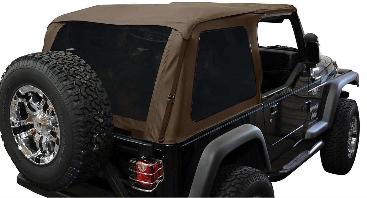 imageRAMPAGE PRODUCTS Complete Soft Top for Jeep Wrangler TJ  Tinted Windows Includes Frame ampamp Hardware Vinyl Spice Denim  68817  Fits 19972006 Jeep Wrangler TJ with Full Steel DoorsSoft Top