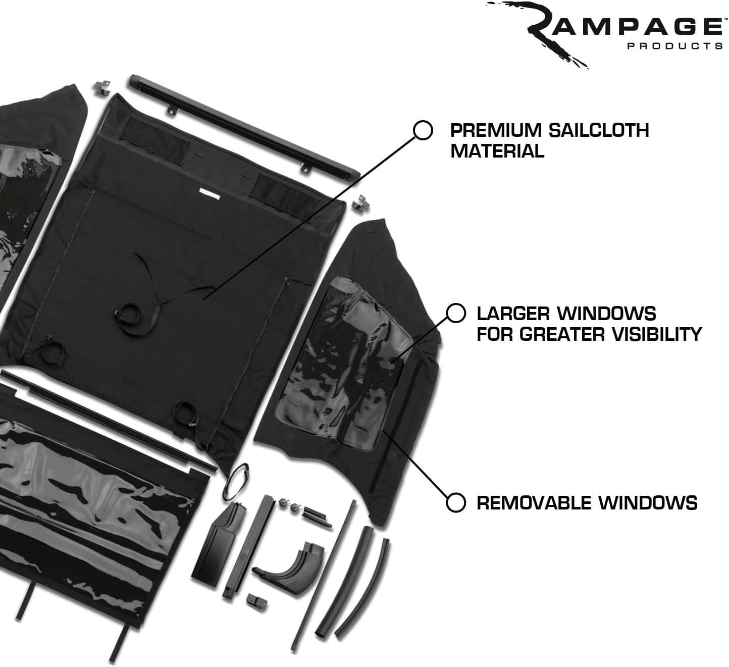 imageRAMPAGE PRODUCTS Complete Soft Top for Jeep Wrangler TJ  Tinted Windows Includes Frame ampamp Hardware Vinyl Spice Denim  68817  Fits 19972006 Jeep Wrangler TJ with Full Steel DoorsSoft Top