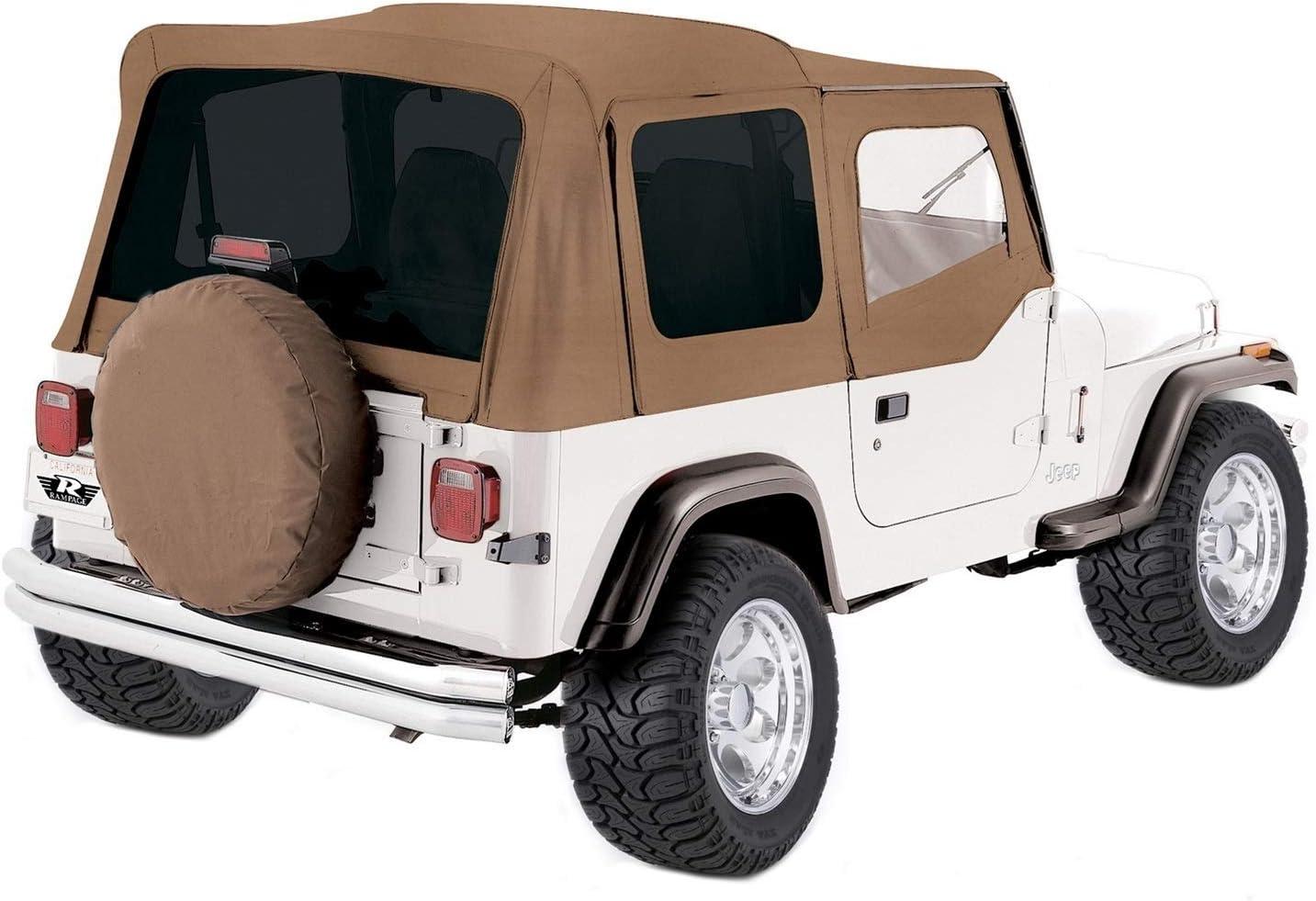 imageRAMPAGE PRODUCTS Factory Replacement Soft Top for Jeep Wrangler YJ  Clear Windows Door Skins Vinyl Spice Denim  99617  Fits 19881995 Jeep Wrangler YJSpice Denim