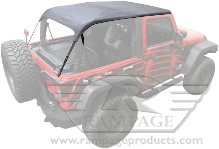 imageRAMPAGE PRODUCTS Frameless Trail Top for Jeep Wrangler JK  Tinted Windows Sail Cloth Black Diamond  109935  Fits 20072018 Jeep Wrangler JK 2Door
