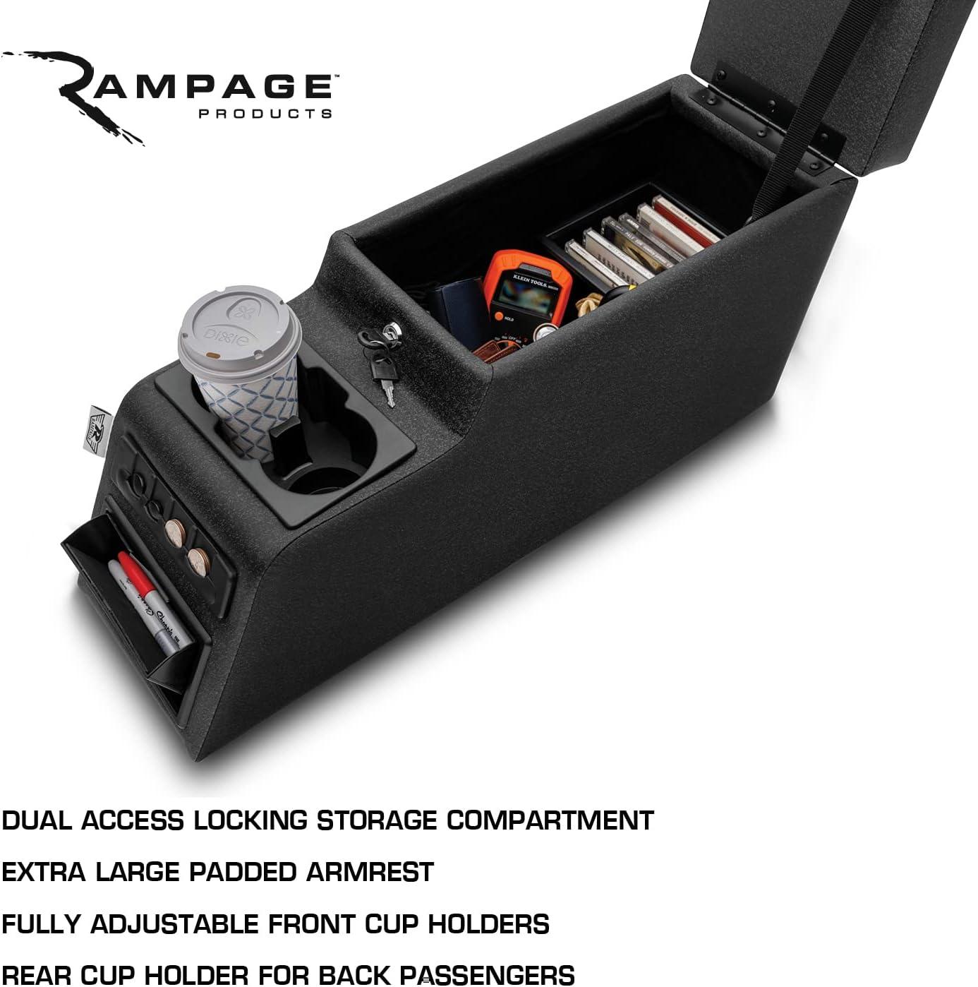 imageRAMPAGE PRODUCTS Locking Center Console for Jeep CJ  Black Denim  31515  Fits 19761983 Jeep CJ5  19761986 Jeep CJ7  19871995 Wrangler YJBlack Denim