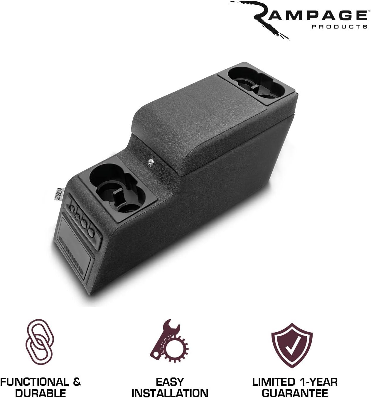 imageRAMPAGE PRODUCTS Locking Center Console for Jeep CJ  Black Denim  31515  Fits 19761983 Jeep CJ5  19761986 Jeep CJ7  19871995 Wrangler YJBlack Denim