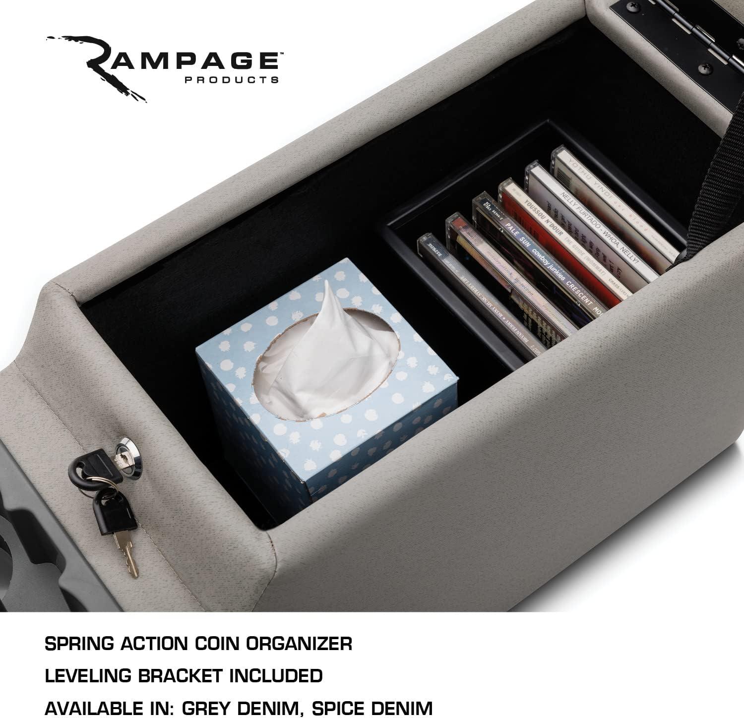 imageRAMPAGE PRODUCTS Locking Center Console for Jeep CJ  Black Denim  31515  Fits 19761983 Jeep CJ5  19761986 Jeep CJ7  19871995 Wrangler YJDenim Gray