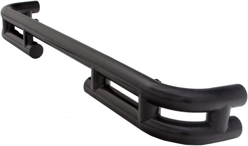 imageRAMPAGE PRODUCTS Rampage Double Tube Rear Bumper with Hitch Receiver  Steel Black  7648  Fits 1976  2006 Jeep CJ Wrangler YJ ampamp TJ