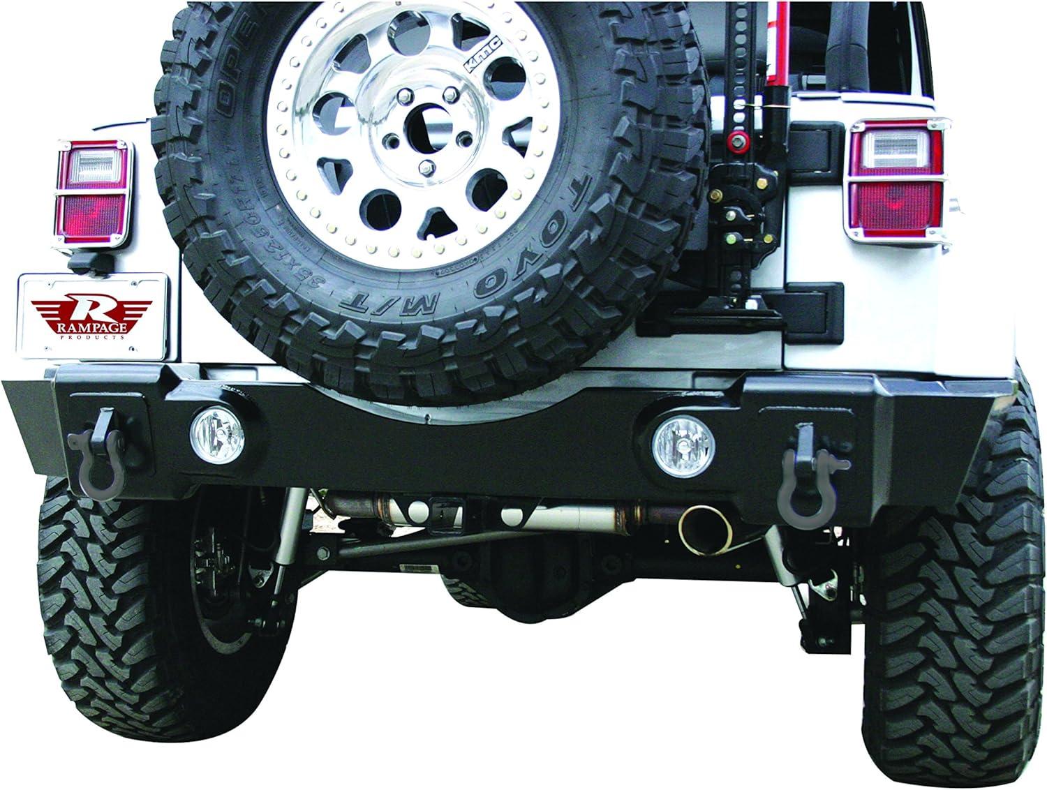 imageRAMPAGE PRODUCTS Rampage Rear Recovery Bumper with Receiver  Steel Textured Black  88605  Fits 2007  2018 Jeep Wrangler JK