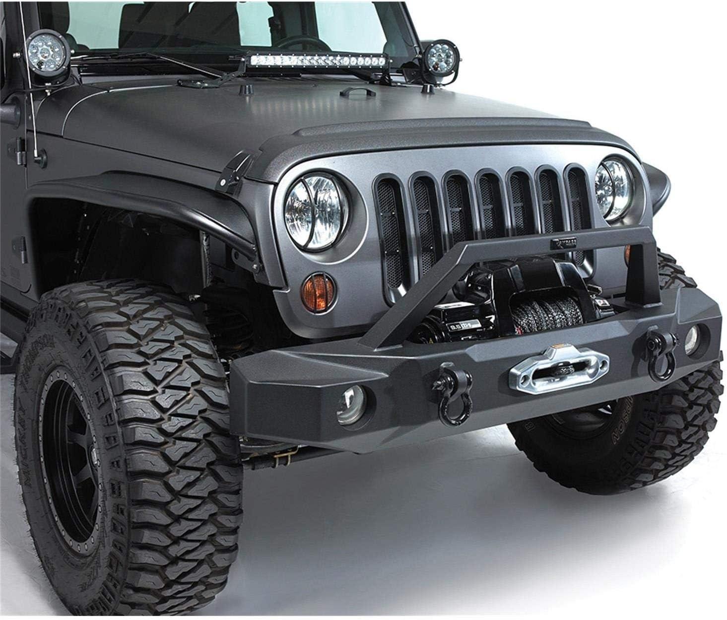 imageRAMPAGE PRODUCTS Rampage TrailGuard Front Bumper with Builtin Winch Plate  Steel Black  99510  Fits 20072018 Jeep Wrangler JK