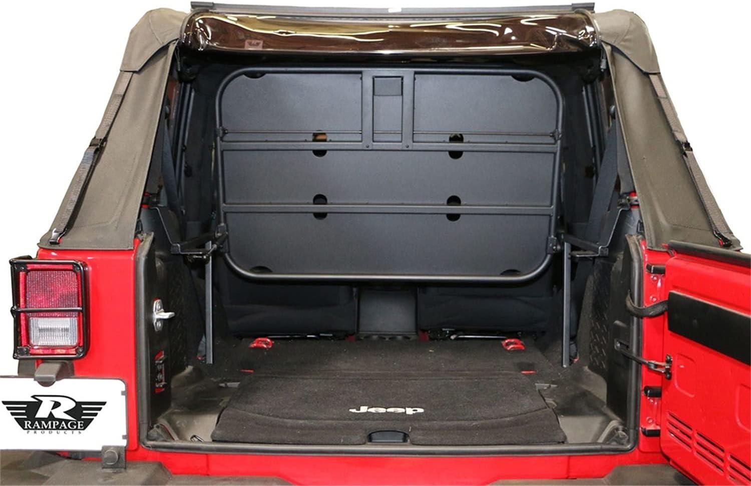 imageRAMPAGE PRODUCTS Rear FoldUp Storage Rack for Jeep Wrangler JK  Black Powdercoat Interior Mount FoldUp wRear Seat Removed  86624  Fits 20072018 Jeep Wrangler JK 2Door