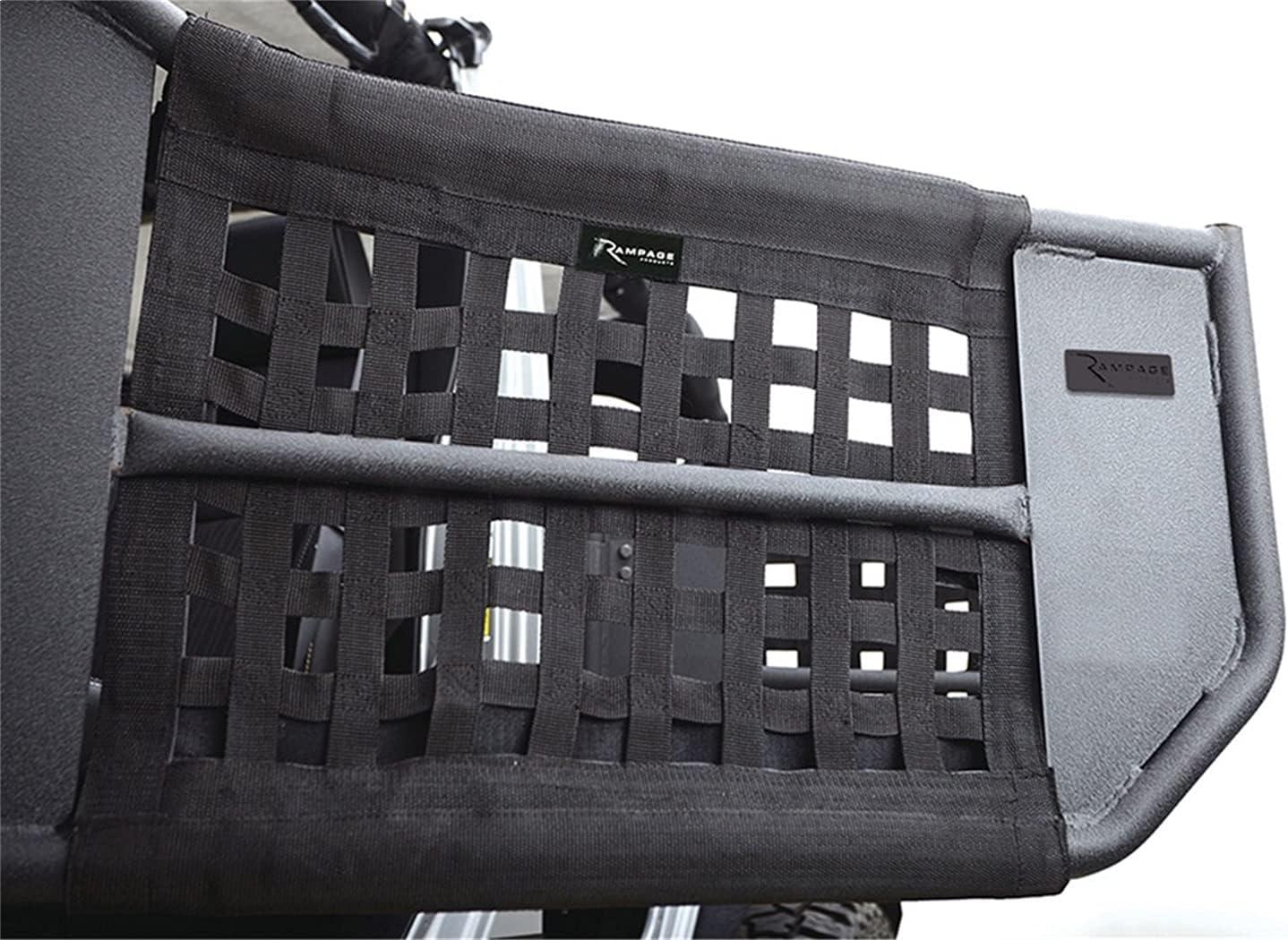 imageRAMPAGE PRODUCTS Trail Doors for Jeep Wrangler JK  4Piece Set Removable Mesh Net Steel Black  7684  Fits 20072018 Jeep Wrangler JKU 4Door4Door