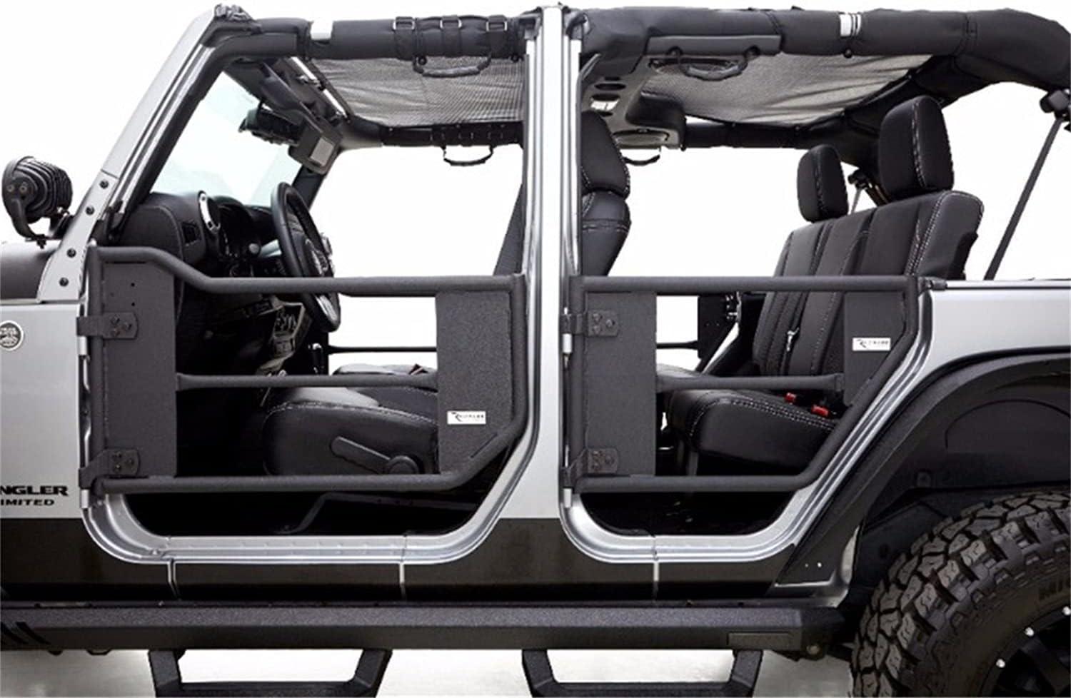 imageRAMPAGE PRODUCTS Trail Doors for Jeep Wrangler JK  4Piece Set Removable Mesh Net Steel Black  7684  Fits 20072018 Jeep Wrangler JKU 4Door4Door