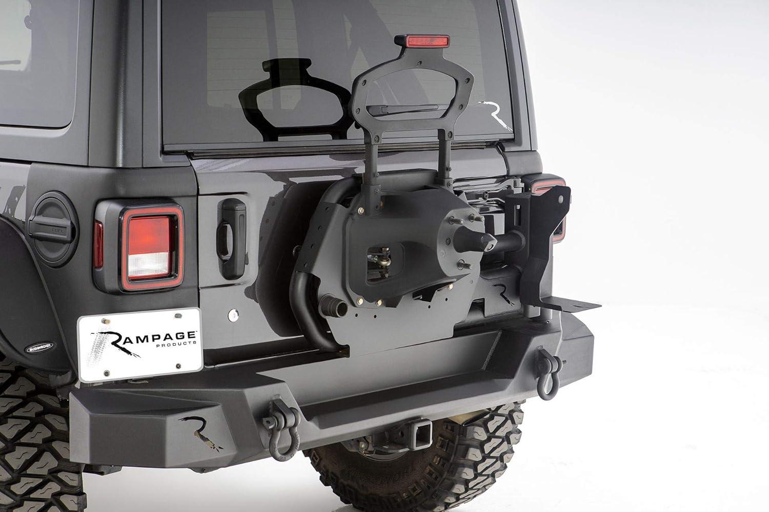 imageRAMPAGE PRODUCTS TrailGuard Rear Tire Carrier for Jeep Wrangler JL  Black Steel  9950917  Fits 20182025 Jeep Wrangler JL