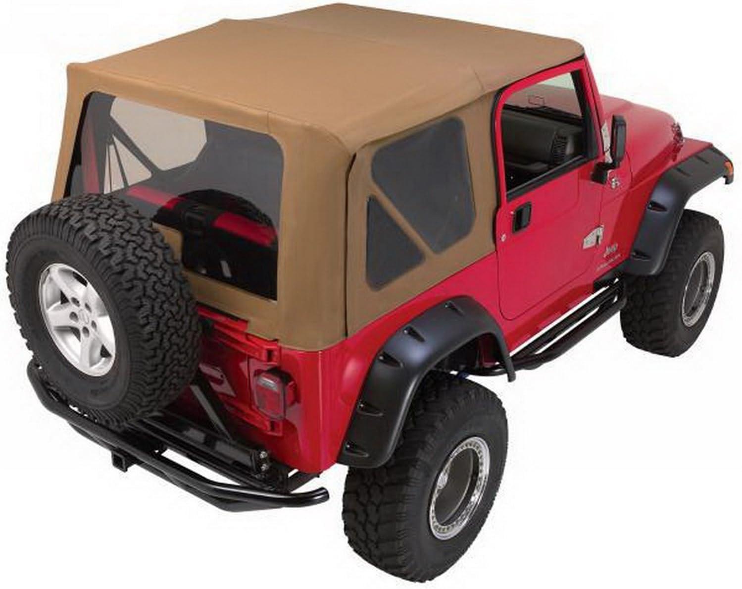 imageRampage Complete Soft Top  Vinyl Khaki Diamond Color with Tinted Windows includes Frame ampamp Hardware  68836  Fits 1997  2006 Jeep Wrangler TJ with Steel Doors