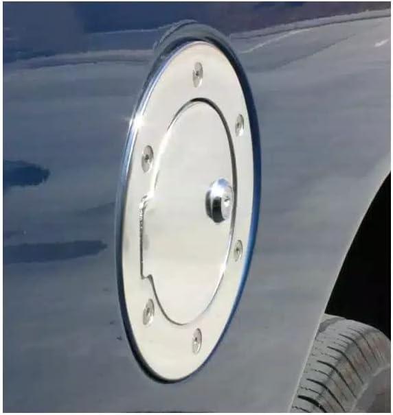 imageRampage Products Locking Fuel Door Cover for Jeep Wrangler JK  Billet Style Aluminum Polished  85001  Fits 20072018 Jeep Wrangler JKJKU