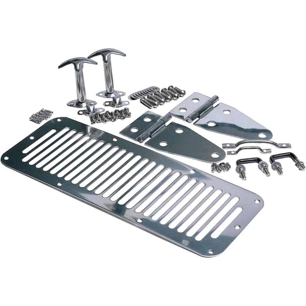 imageRAMPAGE PRODUCTS Complete Hood Kit for Jeep WranglerCJ  Polished Stainless Steel  7499  Fits 19781983 Jeep CJ5  19781986 Jeep CJ7  19871995 Wrangler YJ