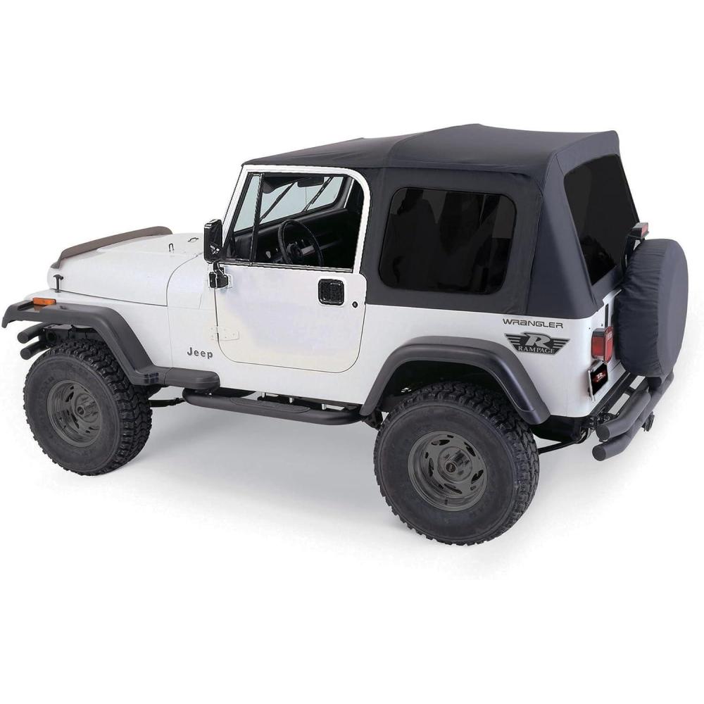 imageRAMPAGE PRODUCTS Complete Soft Top for Jeep WranglerCJ  Tinted Windows Includes Frame ampamp Hardware Vinyl Black Diamond  68035  Fits 19791986 Jeep CJ7  19871995 Wrangler YJ