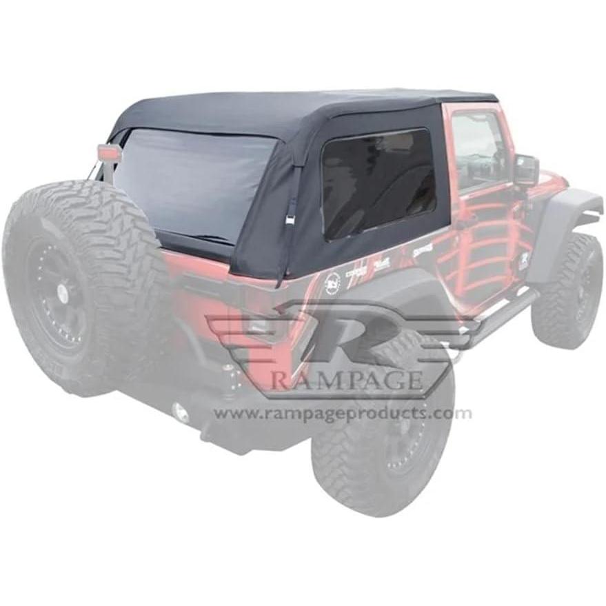imageRAMPAGE PRODUCTS Frameless Trail Top for Jeep Wrangler JK  Tinted Windows Sail Cloth Black Diamond  109935  Fits 20072018 Jeep Wrangler JK 2Door