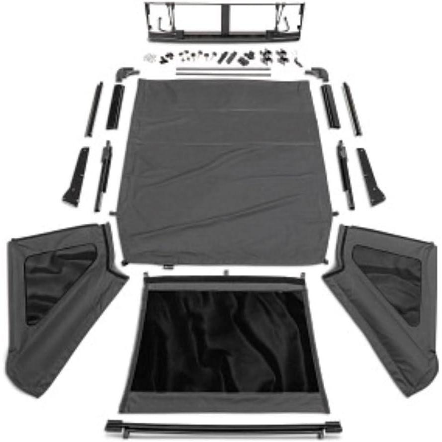 imageRAMPAGE PRODUCTS Rampage TrailView Fastback Soft Top  Sail Cloth Black Diamond Color  139835  Fits 2007  2018 Jeep Wrangler JKU 4DoorSoft Top