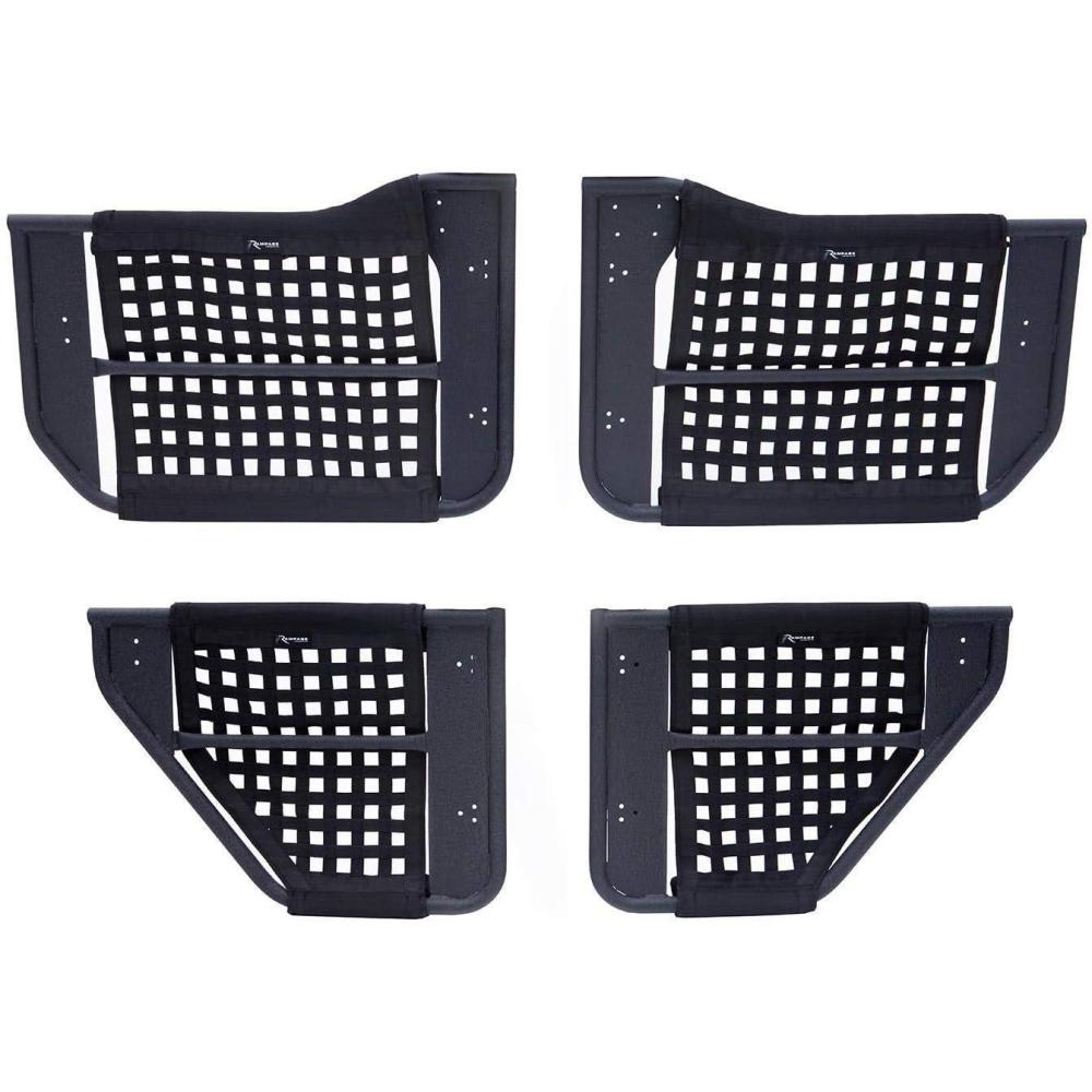 imageRAMPAGE PRODUCTS Trail Doors for Jeep Wrangler JK  4Piece Set Removable Mesh Net Steel Black  7684  Fits 20072018 Jeep Wrangler JKU 4Door4Door