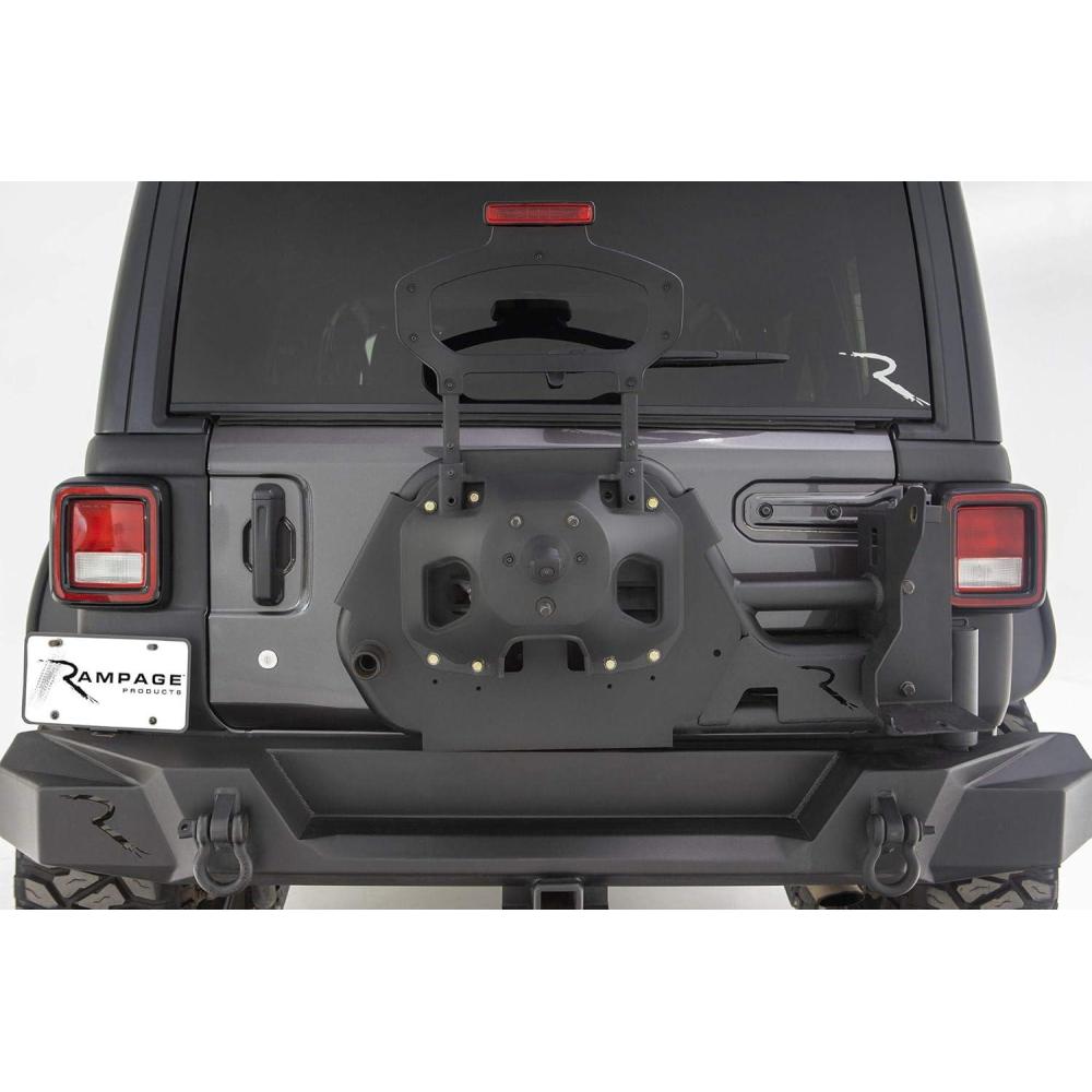 imageRAMPAGE PRODUCTS TrailGuard Rear Tire Carrier for Jeep Wrangler JL  Black Steel  9950917  Fits 20182025 Jeep Wrangler JL