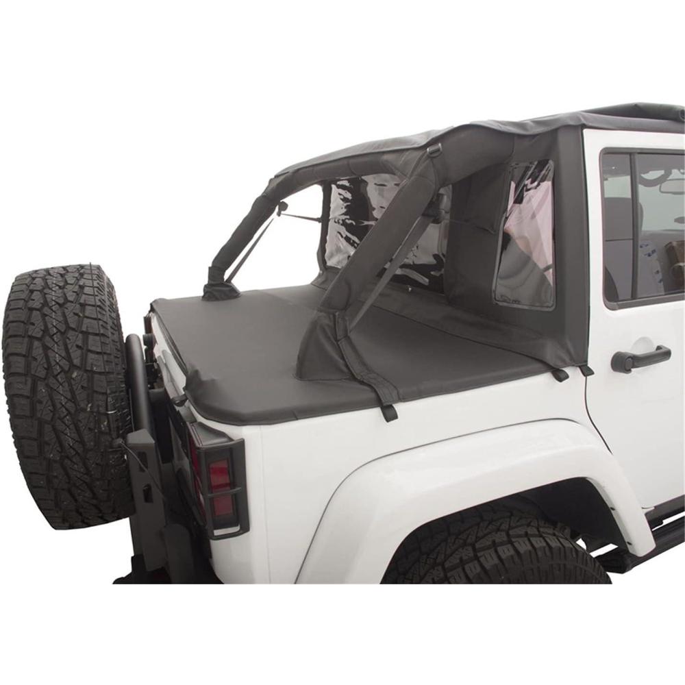 imageRAMPAGE PRODUCTS TrailView Soft Top for Jeep Wrangler JK  Tonneau Style Rear Cover Sail Cloth Black Diamond  990135  Fits 20072018 Jeep Wrangler JKU 4Door