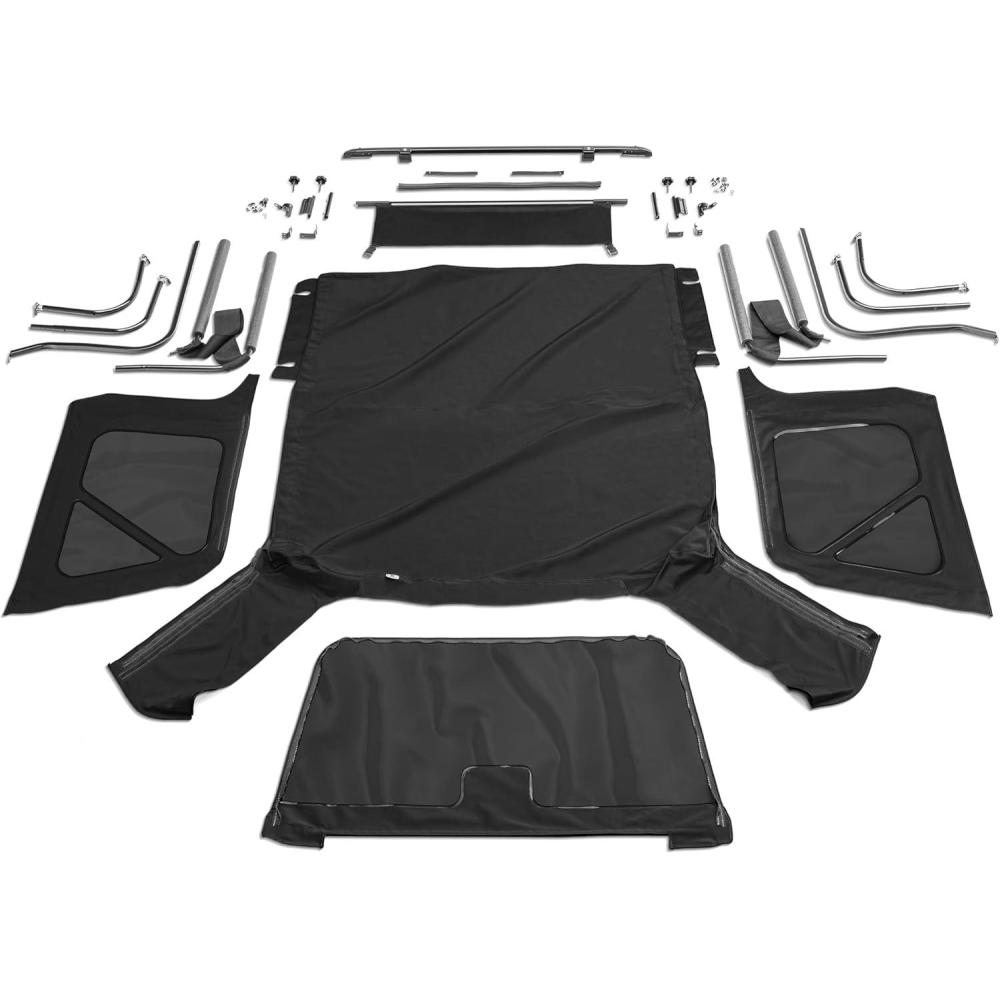 imageRampage Complete Soft Top  Vinyl Black Diamond Color with Tinted Windows includes Frame ampamp Hardware  68835  Fits 1997  2006 Jeep Wrangler TJ with Full Steel DoorsSoft Top