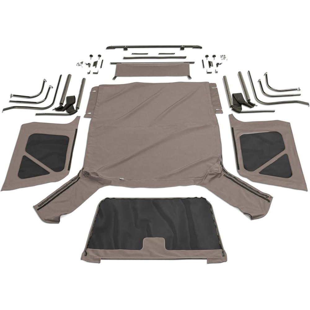 imageRampage Complete Soft Top  Vinyl Khaki Diamond Color with Tinted Windows includes Frame ampamp Hardware  68836  Fits 1997  2006 Jeep Wrangler TJ with Steel Doors