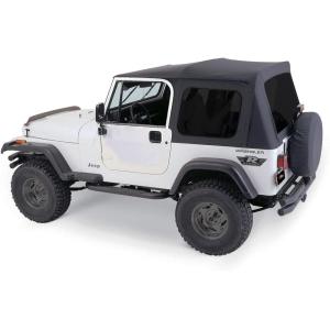 imageRAMPAGE PRODUCTS Complete Soft Top for Jeep WranglerCJ  Tinted Windows Includes Frame ampamp Hardware Vinyl Black Diamond  68035  Fits 19791986 Jeep CJ7  19871995 Wrangler YJ
