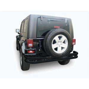 imageRAMPAGE PRODUCTS Rampage Double Tube Rear Bumper  Steel Textured Black  88648  Fits 2007  2018 Jeep Wrangler JK