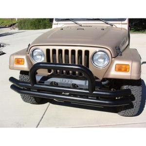 imageRAMPAGE PRODUCTS Rampage Front Tube Bumper with Hoop  Steel Black  8620  Fits 1976  2006 Jeep CJ Wrangler YJ ampamp TJ