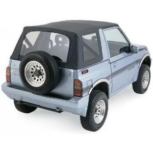 imageRampage Factory Replacement Soft Top  Vinyl Black Denim with Clear Windows  98715  Fits 1989  1994 Suzuki SidekickGeo TrackerBlack Denim w Tinted Windows