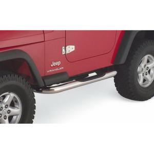 imageRAMPAGE PRODUCTS Step Bars for Jeep Wrangler YJTJ  Pair 3quot Round NoSlip Step Pads Bent Stainless Steel Polished  9425  Fits 19871995 Jeep Wrangler YJ  19972006 Jeep Wrangler TJ