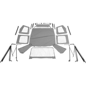 imageRAMPAGE PRODUCTS Rampage Complete Soft Top  Vinyl Black Denim includes Frame ampamp Hardware  68115  Fits 1987  1995 Jeep Wrangler YJ with Soft Upper DoorsGrey Denim wTinted Windows