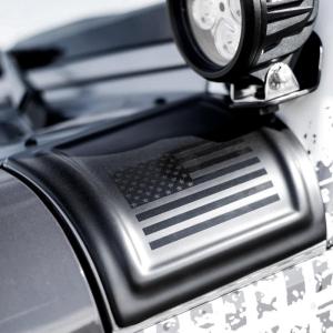 imageRAMPAGE PRODUCTS USA Flag Cowl Cover for Jeep Wrangler JK  Black Pair  76128  Fits 20072018 Jeep Wrangler JKJKU