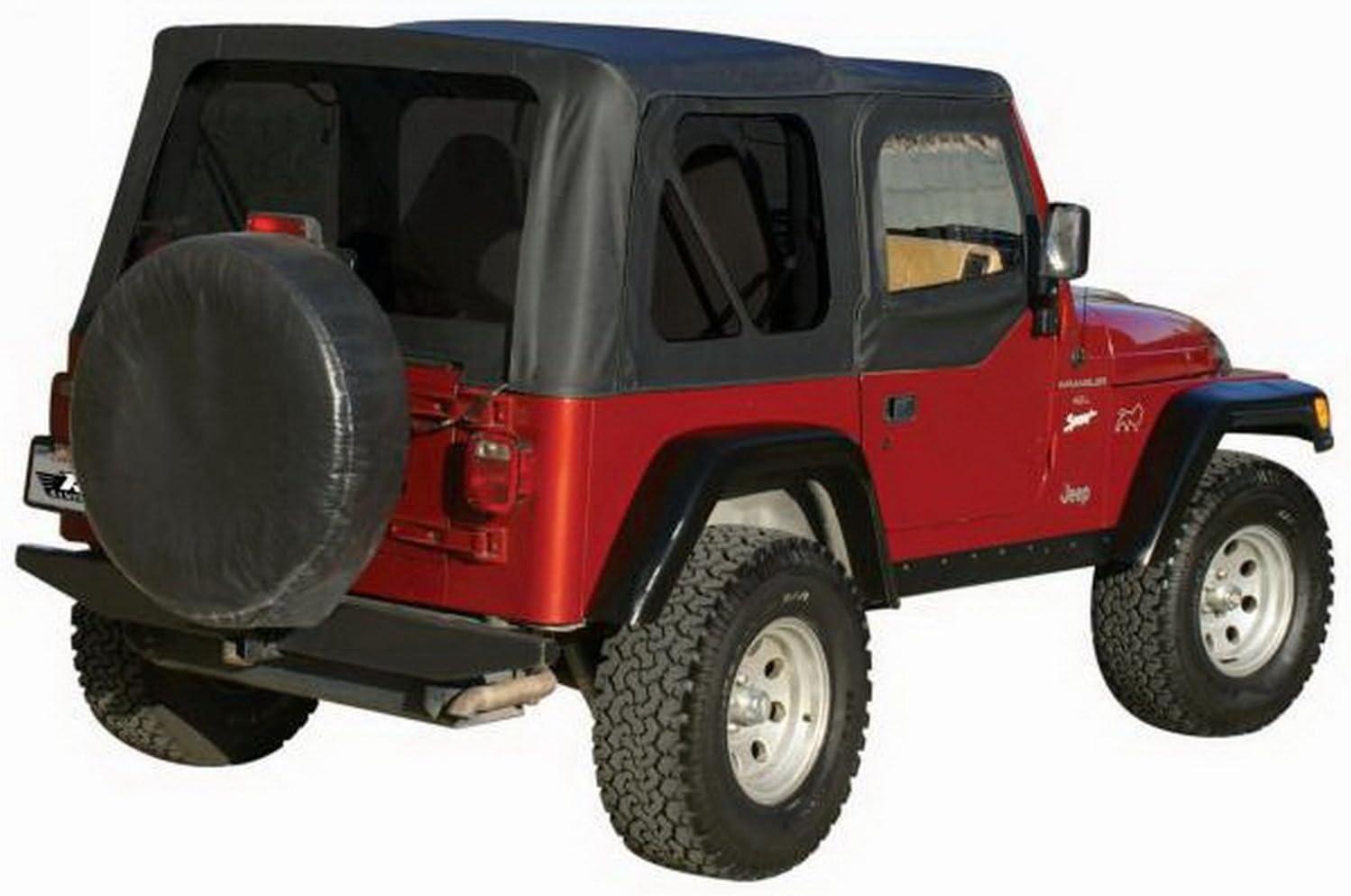 imageRAMPAGE PRODUCTS Rampage Complete Soft Top  Vinyl Black Diamond Color includes Frame amp Hardware  68335  Fits 1997  2006 Jeep Wrangler TJ with Soft Upper Doors