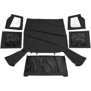 imageRAMPAGE PRODUCTS Rampage Factory Replacement Soft Top with Door Skins  Vinyl Black Denim with Tinted Windows  99415  Fits 1988  1995 Jeep Wrangler YJBlack Denim w Tinted Windows